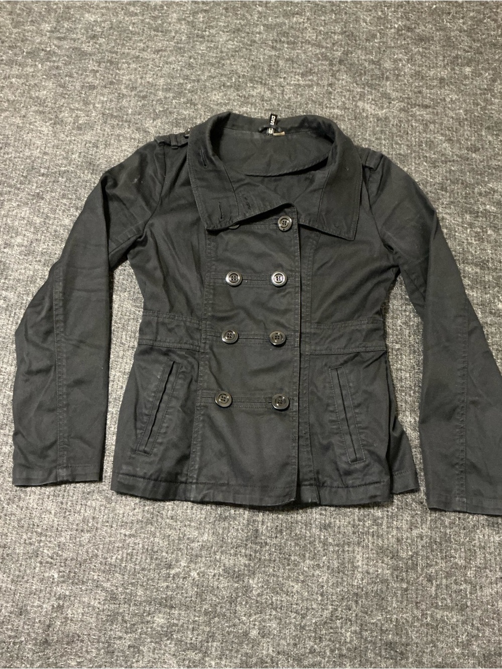 Divided Black Double-Breasted Pea Coat